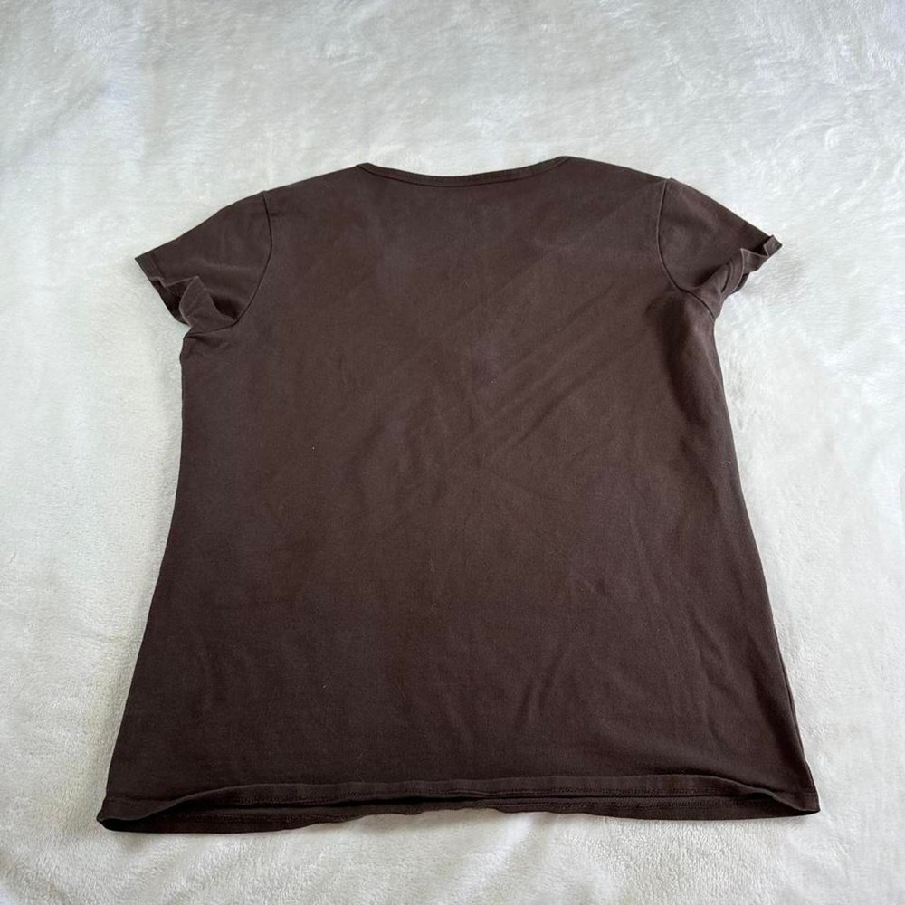 Brown short sleeve top peekaboo lace detailing y2k mcbling fairy boho - Picture 6 of 6